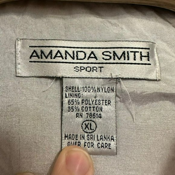 Vintage 90s Amanda Smith Purple Aztec Shoulder Pad Nylon Track Jacket Womens XL - Picture 2 of 5